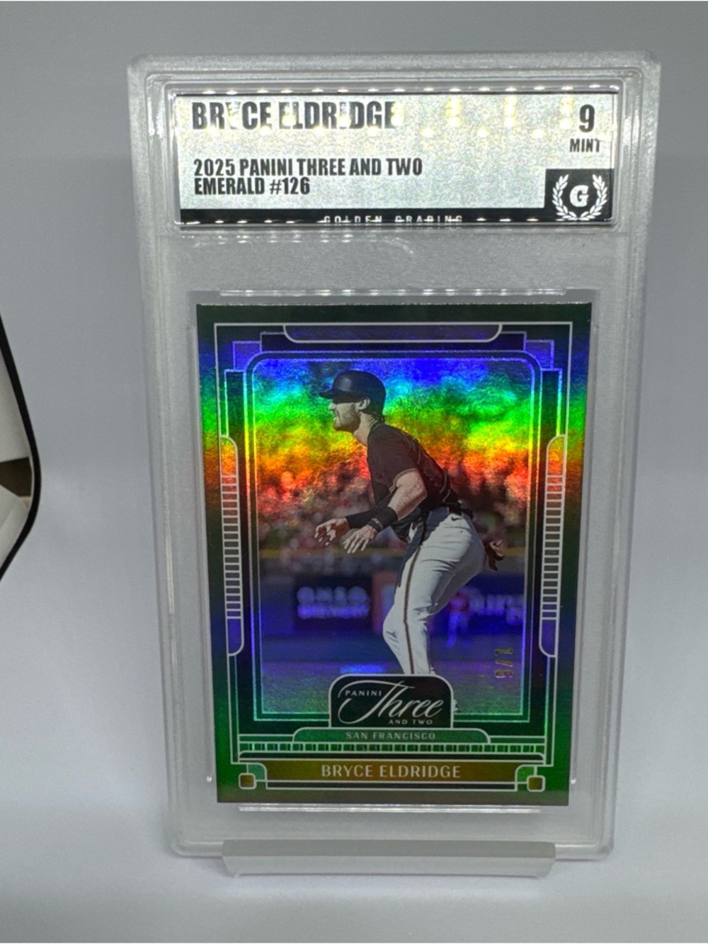 Panini Emerald Holographic Baseball Card - Green, Rainbow Foil